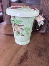 CHOCOLATE MUG  Carlton Ware 'Apple Blossom'  Green, with lid c1930s No.1687 