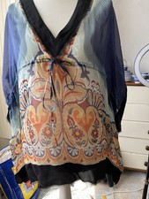 Zara 100% Silk Coverup Kimono Size L  Multicoloured