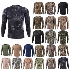 Men's Jungle Camouflage Long Sleeve T-Shirt, Hunting Shooting Fishing Camo Top
