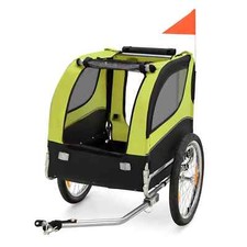 FOLDING PET BIKE TRAILER WITH 3 X ZIPPERED DOORS 8 REFLECTORS IN GREEN
