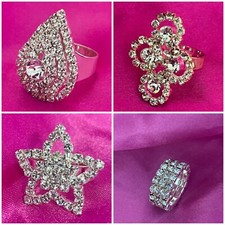 Sparkling Diamante Crystals Silver Plated Rings  For Women's