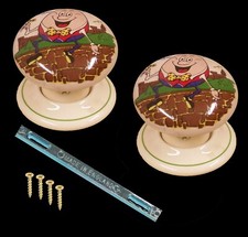 Cream Porcelain Mortice Door Knob Set 60mm Humpty Dumpty Design