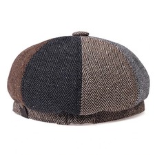 Mens Newsboy Cap Herringbone Baker boy Hat Peaky Blinders Hats Bakerboy Flat Cap