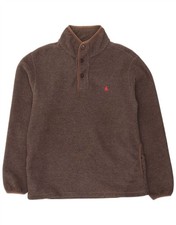 MUSTO Mens Button Neck Sweatshirt Jumper Large Brown Polyester DC01