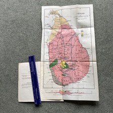 Geology of Ceylon 1929. Large Geological map & booklet. Sri Lanka Mineral