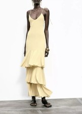 Zara Yellow Midi Ruffle Dress