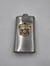 Vintage Russian LENIN USSR Red Star Hip Flask Stainless Steel 6 Oz Military Air 