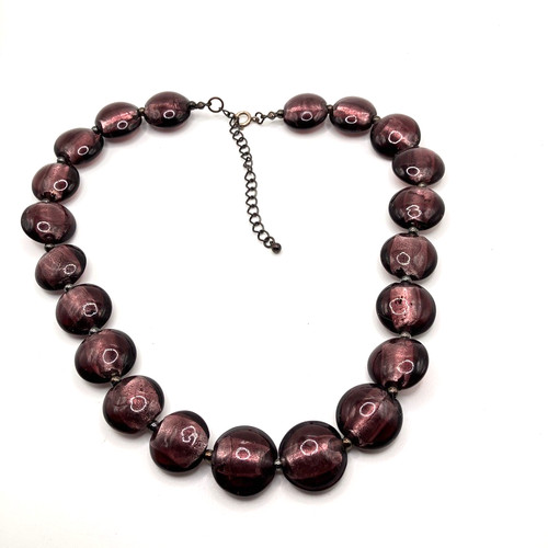 Chunky glass bead necklace 925 - bead,