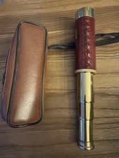 Leather Wrapped Nautical Brass 25x30mm HAND TELESCOPE w/ Leather Zip-Up Case