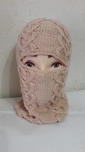 Handmade knit beige balaclava - handmade,