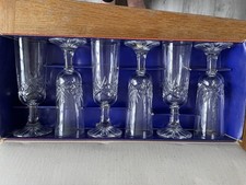 6x Pure Lead Cut Crystal Champagne Glasses by Royal Crystal Rock made in Italy 