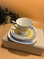 Yellow & White & Blue Art deco coffee Set Made In Czechoslovakia