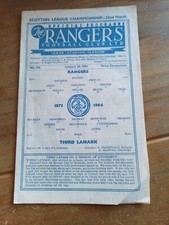 Rangers v Third Lanark (No.342) 18 January 1964 Football Programme.