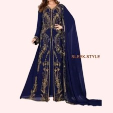 Kaftan Royal Blue Wedding Dress Dubai Fancy Festive Ramadan Moroccan Georgette