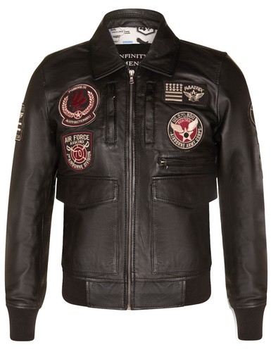 Men black leather - black, bomber
