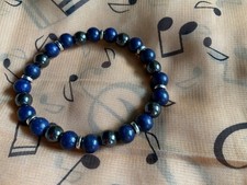 Men's Women's Dumortierite Hematite 8mm Bracelet Inflammation Pain