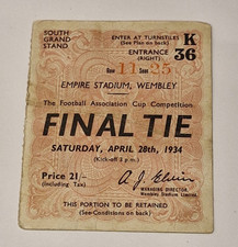 TICKET STUB-MANCHESTER CITY V PORTSMOUTH- FA CUP FINAL 1934- WEMBLEY- EXCELLENT
