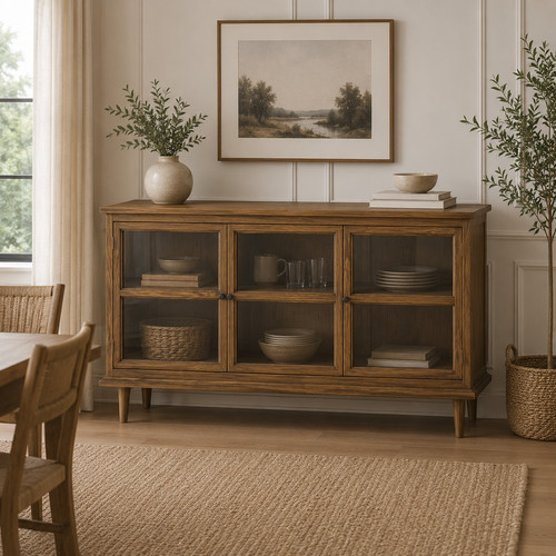 Smoked door glass sideboard - smoked,