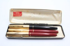 Vintage Parker 61 Fountain Pens Writing 14ct Gold Nibs Inc Gold Plate Caps x3