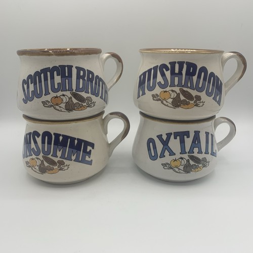 Vintage ceramic recipe soup - 4x,