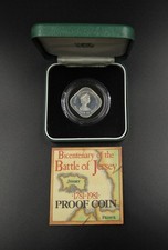 JERSEY 1981 BATTLE OF JERSEY SILVER PROOF £1 ONE POUND COIN - CASED & COA