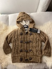 George baby boy winter warm zip up brown jumper / duffle coat 12-18 months -new!