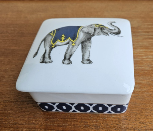 Ceramic trinket box elephant - trinket,