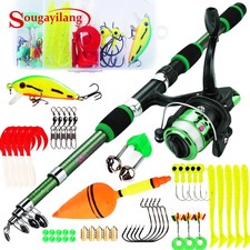 Spinning Fishing Rod and Reel Combo Kit 1.8M Telescopic 5kg Max FULL Starter Set