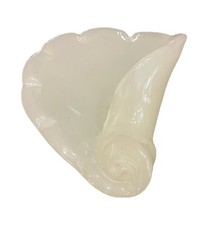 Rolled Translucent Glass Scalloped Sea Shell Bowl Soap Trinket Candy Nut Dish