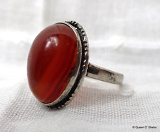 Carnelian Silver Antique Ring circa 1940s Size UK G USA 3 1/2