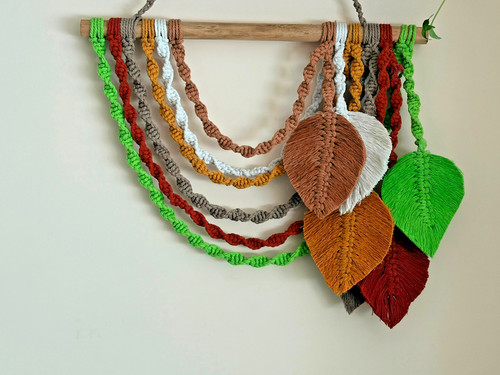 Handmade macrame leaf wall - macrame,