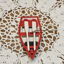 Row Boat Fishing Skiff Tender Dinghy Oars Wooden Painted Christmas Tree Ornament