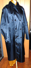 Gekko London unisex shiny blue satin rubber mackintosh raincoat with hood XL 771