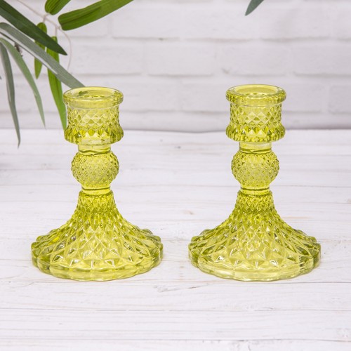 Green candlestick vintage - x,