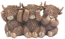 Highland Cow Ornament SEE HEAR SPEAK NO EVIL  Cows Gift Boxed Home Decor Figure