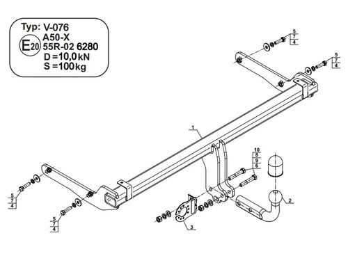 Swan neck tow bar for - for, golf
