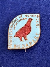 British Pavilion at the 1971 World Exhibition of Hunting in Budapest Pin Badge
