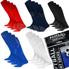 1-12x Plain Football Socks Boys Mens Kids Hockey Sports Soccer Rugby PE School