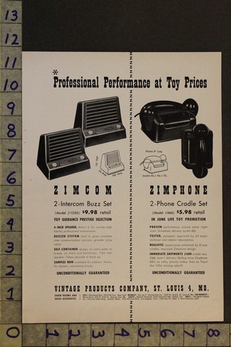 1954 toy zimphone zimcom - toy, ad