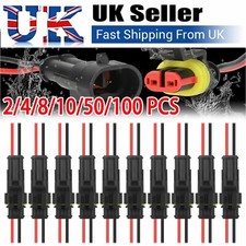 2-100Pcs 12V 2Pin Cable Wire Connector Plug Waterproof Sealed Fit Electrical Car