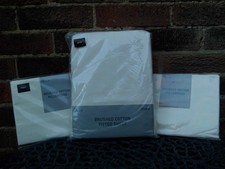 BHS cream flannelette fitted double sheet & 2 pillowcases