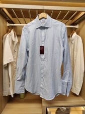 BNWT T.M.LEWIN SIZE 15.5" BLUE SHIRT LUXURY SUIT DOUBLE CUFF REG FIT FORMAL MENS