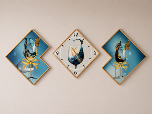 Diamond wall clock piece set - wall,