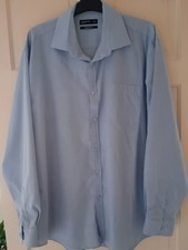 Mens Cedarwood Light Blue Polycotton Long Sleeve Shirt 17" Collar