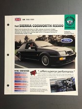 1986 - 1989 Ford Sierra Cosworth RS500 IMP "Hot Cars" Spec Sheet Folder Brochure