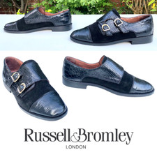 Russell & Bromley Grosvenor Black Leather Double Monk Strap, Flat (Eu 39 | UK 6)