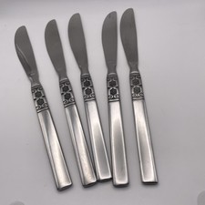Vintage Oneida 5 X Dinner Knives  Stainless Steel Korea Artistic 21.7cm Cutlery