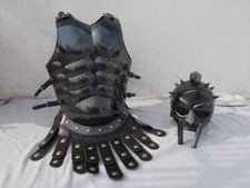 Maximus Gladiator Helmet Medieval Roman Armor Spartan Costume w/ Muscle Jacket