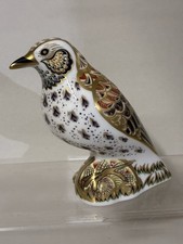 Royal Crown Derby Porcelain Songthrush  Paperweight Gold Stopper