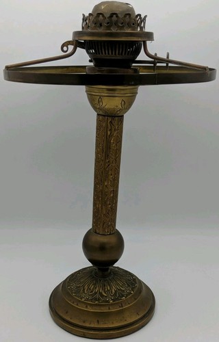 Antique oil lamp brass - oil, floral